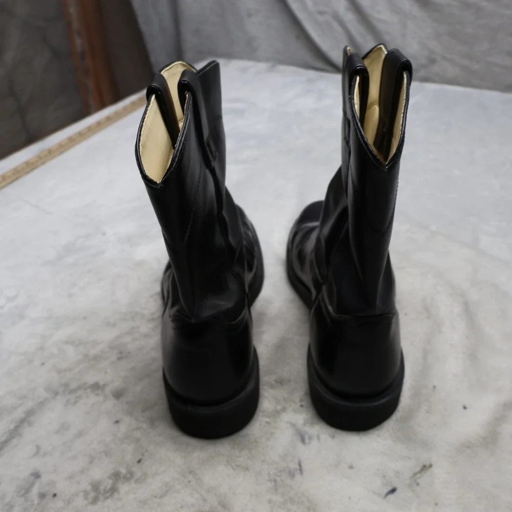 Roy Cooper by Laredo Men 12EE Wide Cowboy Boots Black Leather USA Made 54885 VTG